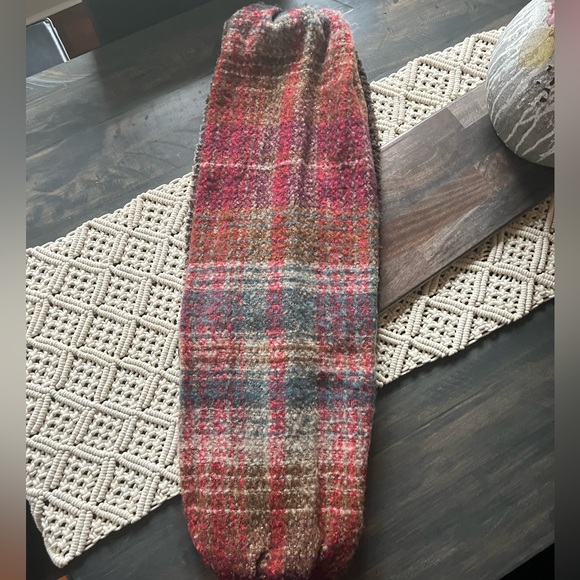 ANTHROPOLOGIE Plaid and Brown Faux Fur Infinity Scarf Like New - Picture 7 of 13